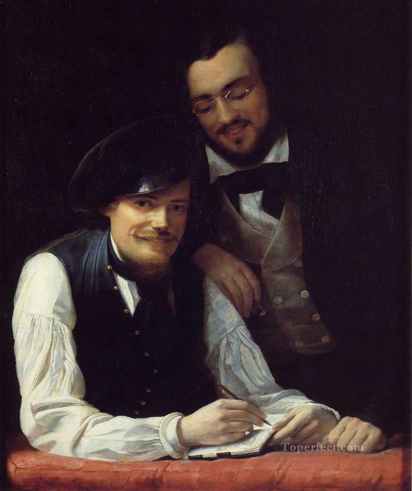 Self Portrait of the Artist with his Brother Hermann Franz Xaver Winterhalter Oil Paintings